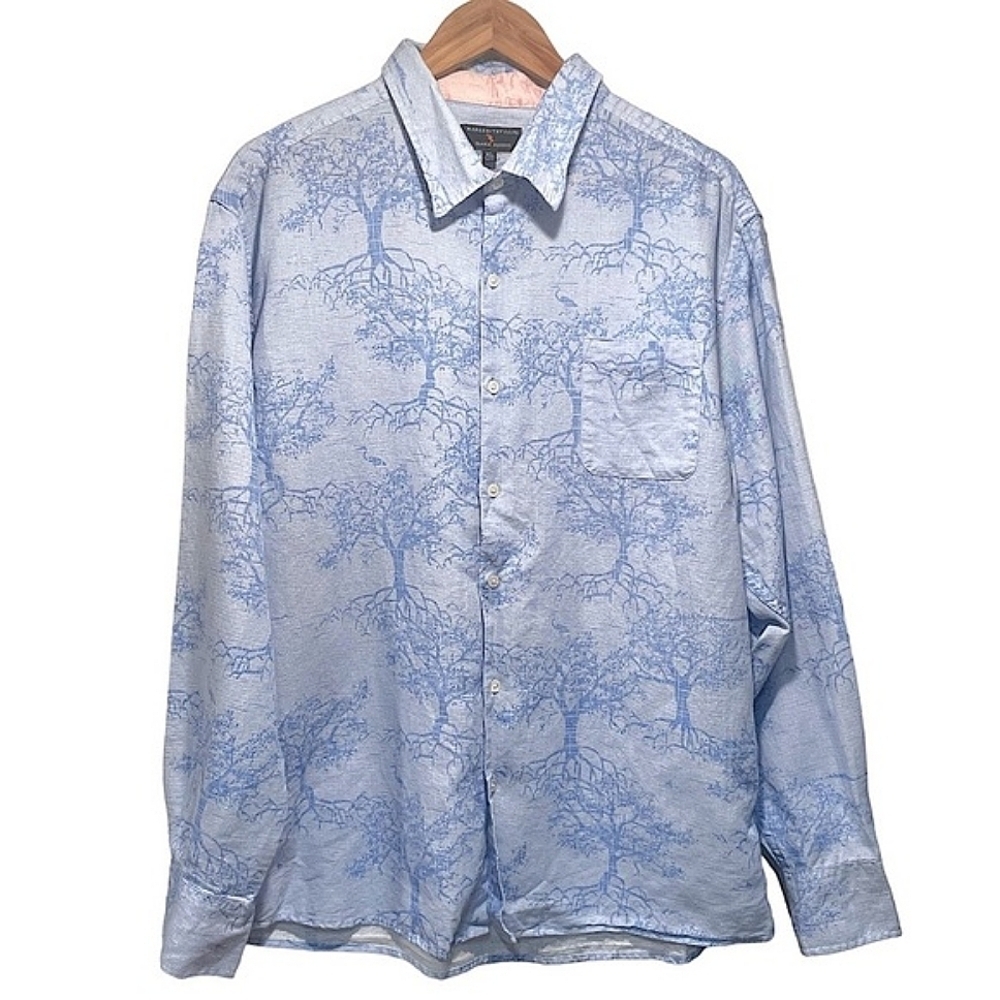 Margaritaville Island Reserve Lemon Key Linen Blend Button Down Shirt Size XL